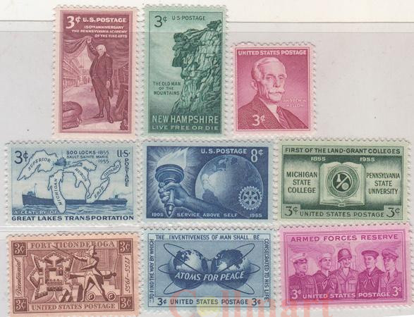  Набор марок. США. Годовщины и юбилеи. 9 марок. 