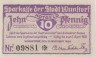  Бона. Германия. Вунсторф 10 пфеннигов 1920 год. Ратуша. Нотгельд. (XF) 