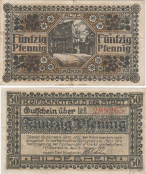 Бона. Германия. Хильдесхайм 50 пфеннигов 1918 год. Нотгельд. (F)