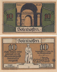 Бона. Германия. Зольнхофен 10 пфеннигов 1921 год. Нотгельд. (XF)