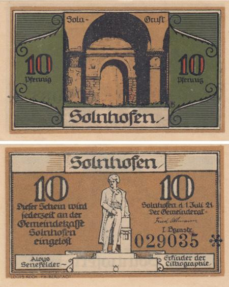  Бона. Германия. Зольнхофен 10 пфеннигов 1921 год. Нотгельд. (XF) 