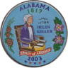  США. 25 центов 2003 год. Квотер штата Алабама. цветное покрытие (P). 