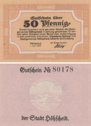 Бона. Германия. Хехшайд 50 пфеннигов 1920 год. Нотгельд. (XF)