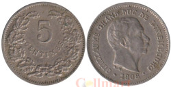 Люксембург. 5 сантимов 1908 год. Вильгельм IV.