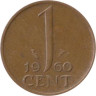  Нидерланды. 1 цент 1960 год. 