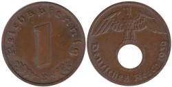 Германия - Третий рейх. 1 рейхспфенниг 1939 год. (E)