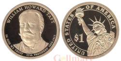 США. 1 доллар 2013 год. 27-й президент Уильям Говард Тафт (1909–1913). (S) 