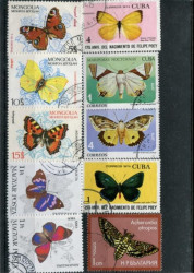 Набор марок. Бабочки. 10 марок + планшетка. № 1527.