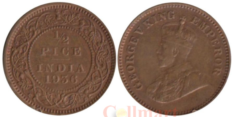  Индия (Британская). 1/2 пайса 1936 год. 