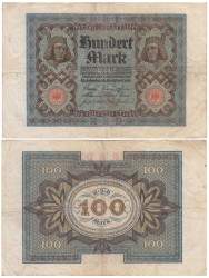 Бона. Германия (Веймарская республика) 100 марок 1920 год. Бамбергский всадник. P-69a (VG-F)