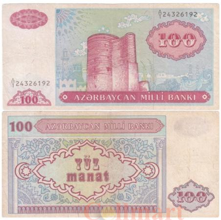  Бона. Азербайджан 100 манатов 1993 год. Дробный префикс. (F) 
