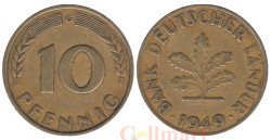 Германия (ФРГ). 10 пфеннигов 1949 год. Дубовые листья. (G)