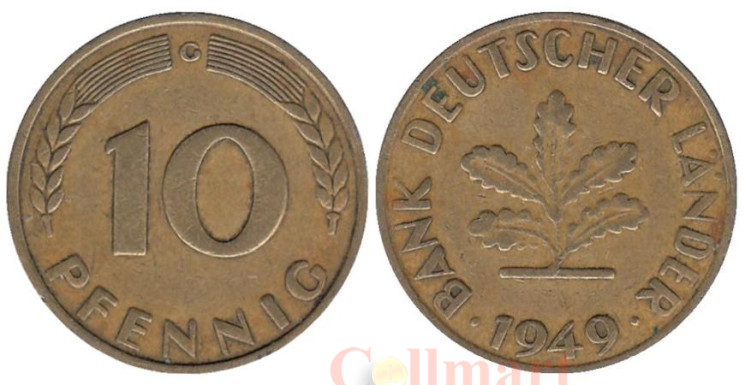  ФРГ. 10 пфеннигов 1949 год. (G) 