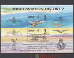 Почтовый блок. Джерси 1993 год. История авиации Джерси. 