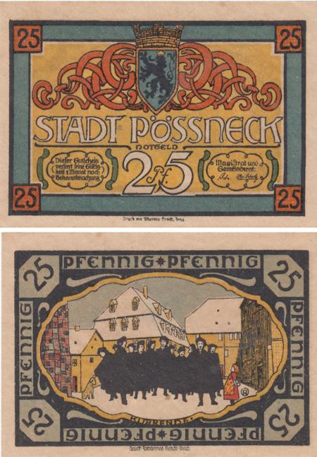  Бона. Германия. Пёснек 25 пфеннигов 1921 год. Нотгельд. (XF) 