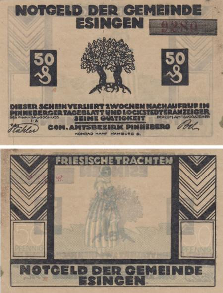  Бона. Германия. Эсинген (Торнеш) 50 пфеннигов без года. Нотгельд. (XF) 