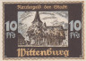  Бона. Германия. Виттенбург 10 пфеннигов 1922 год. Нотгельд. (XF) 