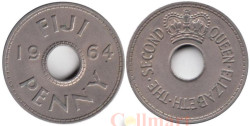 Фиджи. 1 пенни 1964 год. Елизавета II.