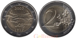 Финляндия. 2 евро 2007 год. 90 лет независимости Финляндии.