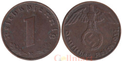 Германия (Третий рейх). 1 рейхспфенниг 1937 год. Герб. (E - Мульденхюттен)