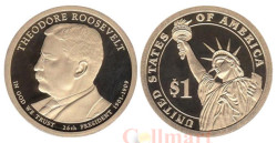 США. 1 доллар 2013 год. 26-й президент Теодор Рузвельт (1901–1909). (S)