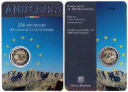Андорра. 2 евро 2014 год. 20 лет вступлению в совет Европы.