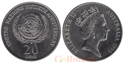 Австралия. 20 центов 1995 год. 50 лет ООН.