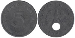 Германия - Третий рейх. 5 рейхспфеннигов 1944 год. (A)