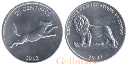 Конго (ДРК). 25 сантимов 2002 год. Животные - Гиеновидная собака.