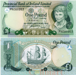 Бона. Северная Ирландия 1 фунт 1977 год. Парусник. (Пресс)