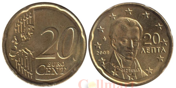  Греция. 20 евроцентов 2009 год. Иоанн Каподистрия. 