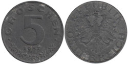 Австрия. 5 грошей 1957 год.