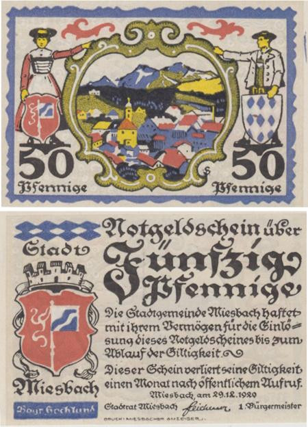  Бона. Германия. Мисбах 50 пфеннигов 1920 год. Нотгельд. (XF) 