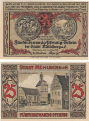 Бона. Германия. Мюльберг (Эльба) 25 пфеннигов 1921 год. Нотгельд. (XF)