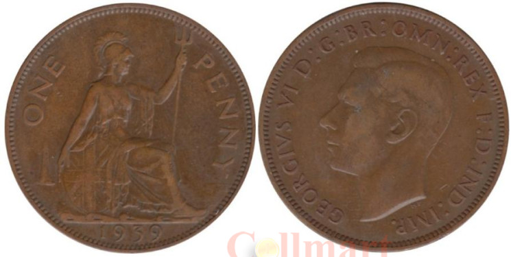  Великобритания. 1 пенни 1939 год. 