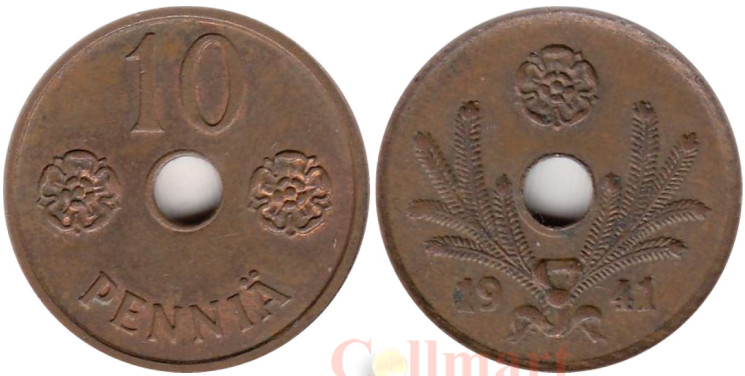  Финляндия. 10 пенни 1941 год. 