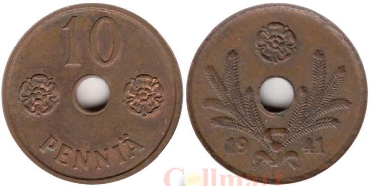  Финляндия. 10 пенни 1941 год. 