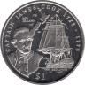  Либерия. 1 доллар 1999 год. Капитан Джеймс Кук. 