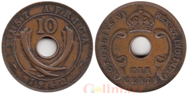  Британская Восточная Африка. 10 центов 1942 год. 