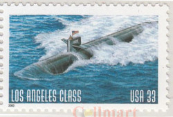 Марка. США. Подводные лодки ВМС США класса "Лос-Анджелес".