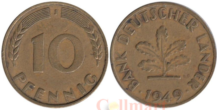  ФРГ. 10 пфеннигов 1949 год. (J) 