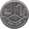  Бельгия. 1 франк 1991 год. BELGIE 