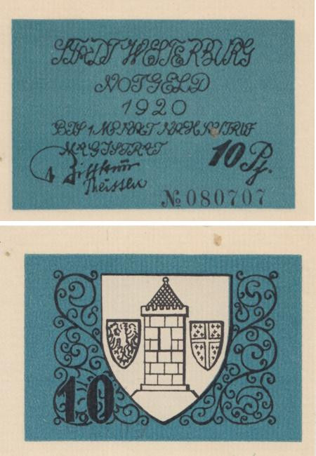  Бона. Германия. Вестербург 10 пфеннигов 1920 год. Нотгельд. (XF) 