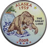 США. 25 центов 2008 год. Квотер штата Аляска. цветное покрытие (P). 