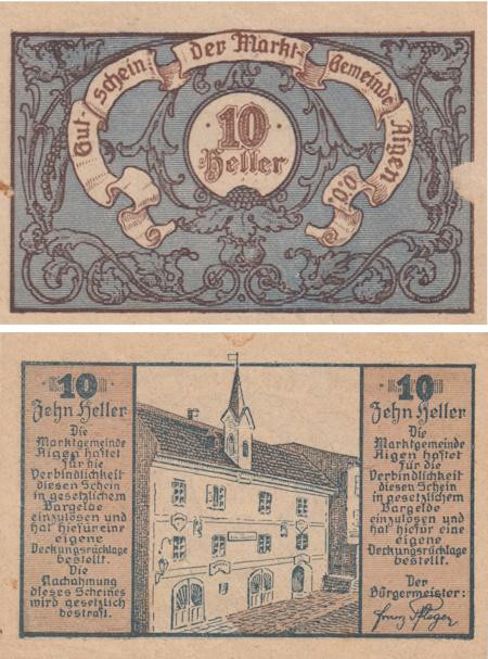  Бона. Австрия. Айген 10 геллеров без года. Нотгельд. (VF) 