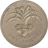  Великобритания. 1 фунт 1990 год. Лук-порей и королевская диадема, представляющие Уэльс. 