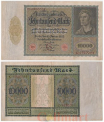 Бона. Веймарская республика 10.000 марок 1922 год. Молодой человек. (VF)