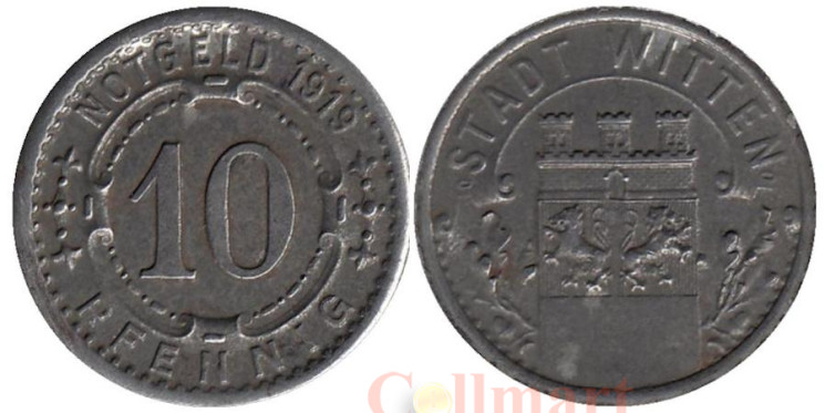  Германия. Виттен. 10 пфеннигов 1919 год. Нотгельд. 