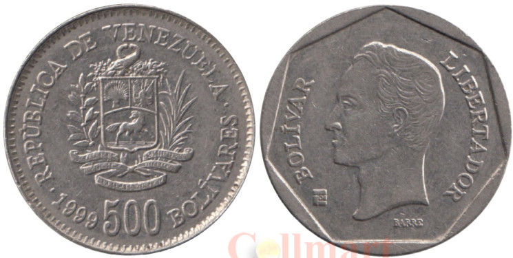  Венесуэла. 500 боливаров 1999 год. Симон Боливар. 