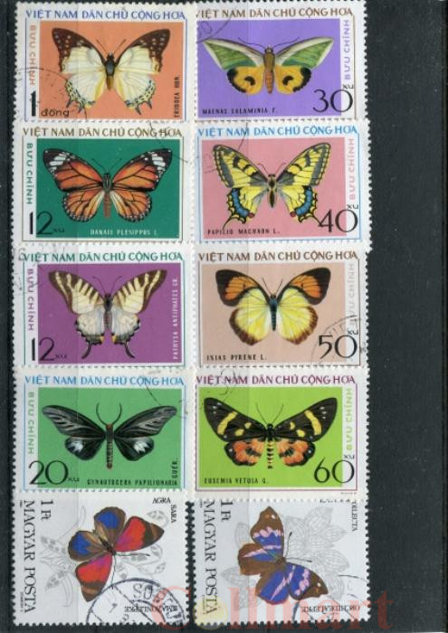 Набор марок. Бабочки. 10 марок + планшетка. № 1540. 